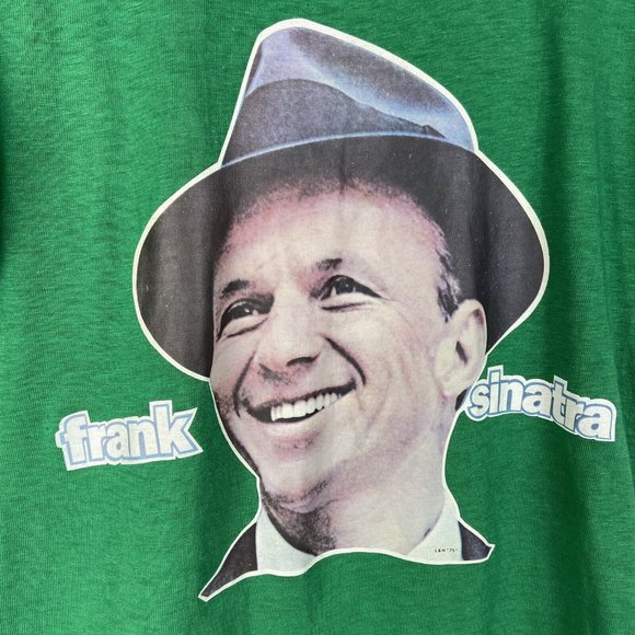 Vintage 1975 Frank Sinatra Graphic T-Shirt Mayo Spruce 30” Bust Sz Small Tee - Picture 2 of 9